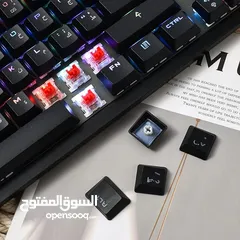  2 لوحة مفاتيح ألعاب ميكانيكية Motospeed CK82 RGB باللون الأسود مع مفاتيح باللون الأزرق العربية.
