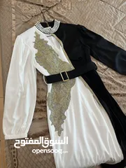  17 فستان ابيض و اسود ملبوس مره وحده بجنن عاللبس  بلبس لوزن 70 كيلو