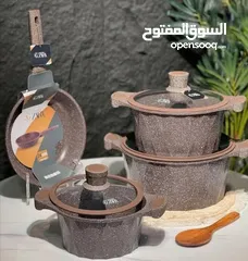  4 طناجر Golden Zara ماركة مشهورة بجودتها العالية!  الطقم يتضمن 3 طناجر + مقلى  النوعية الثقيلة