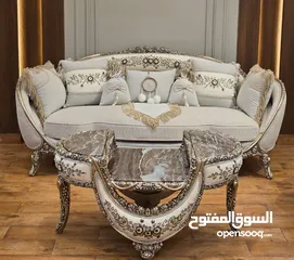  4 كنب صالون ملوكي دمياطي من افخم انواع الخشب الزان الأحمر