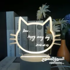  2 Cat Face Creative LED Message Board With Night Light