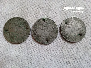  8 مسكوكات قديمة للفرنك المغربي (1366ه/1944م المملكة الشريفة) عمرها 80 سنة لهواة جمع المسكوكات القديمة