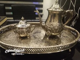  1 أواني فضيه درجه اولى لتقديم الشاي هاند ميد