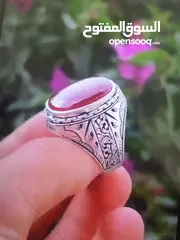  3 خواتم عيار 925 يمنيه شغل يدوي مع احجار كريمه عقيق يمني للبيع