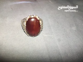  2 خاتم فضة 925 صياغة بحرينية بحجر عقيق كرزي زعفراني