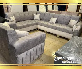  2 عرض خاص كورنر 9 مقاعد مع كنب مزدوجة + بفه + 7 مخدات
