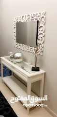  1 كونسول مع مراة مودرن لون ابيض