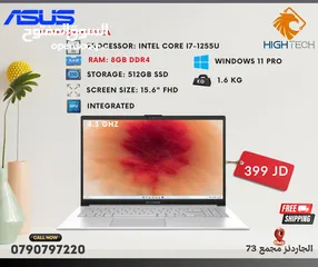  1 لابتوب ASUS VIVOBOOK انتل كور اي 7 جيل 12-8جيجا-512جيجا-15.6" شاشة وندوز 11برو-لابتوبات اسوس