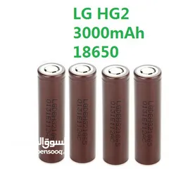  4 بطاريات LG اصلي ليثيوم18650  LG HG2 3.7V 3000mAh 20A Discharge Li-ion Battery