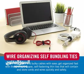  3 Cable Ties, 100Pk, 8 x 1/2" Black Cord Organization Straps, Thin Pre-Cut Design, Wire Management for