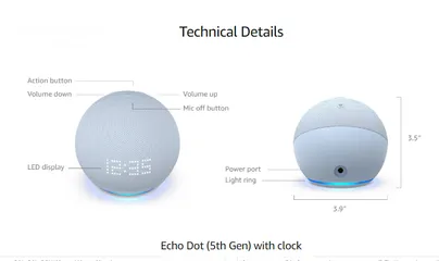 4 سماعة اليكسا الذكية احدث اصدار ALEXA Echo Dot with clock (5th Gen)