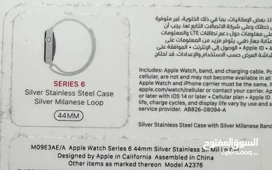  2 Apple Watch Series 6 44mm Silver Stainless Sil Mil Lp CEL Cellular