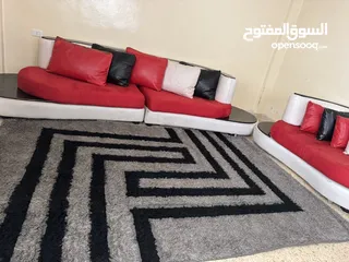  1 طقم جلد  ابيضّ و شامواه خشب ممتاز