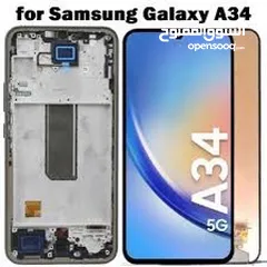  2 شاشة سامسونج A34 أصلية شركة 100% مع فريم .  SAMSUNG A34 ORIGINAL LCD .