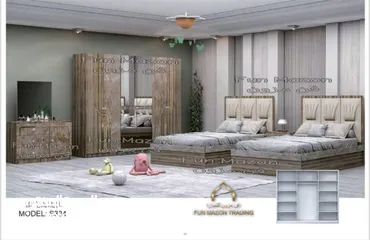  9 TWINS BEDROOM SET WITH MATTRESS 8 PCS WITH FITTING/غرف نوم اطفال مع دوشج ۸ قطع مع ترکيب