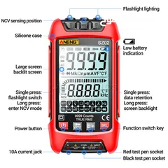  8 Digital Multimeter Voltmeter Resistance  Capacitance Temp Transistor Tester Meter