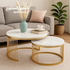  5 طقم طاولات متداخلة مودرن رخام فخم   سطح رخامي فاخر يعطي لمسة أنيقة وراقية  قاعدة معدنية