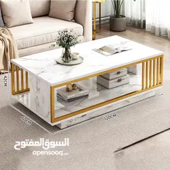  7 طاولة جانبية خشبية متينة بتصميم رخامي مناسبة لغرفة المعيشة وغرفة استقبال الضيوف.
