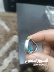  4 خاتم فيروز سيناوي فضة ايراني 925 ومجموعة من أحجار الفيروز السيناوي