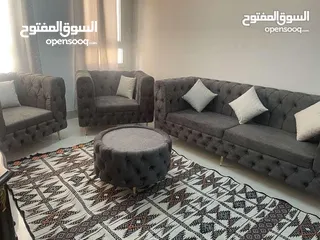  1 طقم كنب للبيع خمس اشخاص مستعمل بحالة جيدة