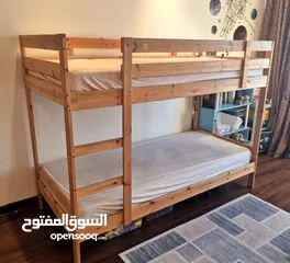  1 Well maintained IKEA wooden bunk bed without mattress