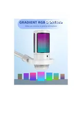  4 ميكروفون ألعاب RGB مع التحكم في الصوت, فلتر بوب, ميكروفون مكثف مع كتم سريع -  أبيض أسود وردي