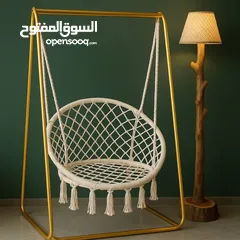 2 مرجوحة عش البلبل مع ستاند معدني باللون الذهبي الجميل تصميم عصري يجمع بين الفخامة والراحة  ستاند