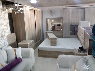  1 غرفه نوم كامله مع الفرشه وملحق وبنش قدام التخت جديد