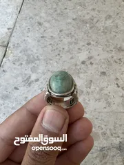  4 فص عقيق عماني اخضر مع خاتم فضه عيار925