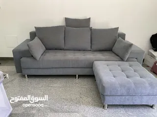  4 3 seater sofa with leg rest and pillows