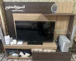  1 Wooden TV stand with cabinet and other storage units for sale
