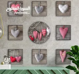  4 ديكور روعه لوحات خشب مع ساعه حائط