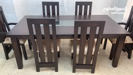  7 طاولة سفرة 6 كراسي منجدة جديد