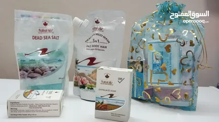  1 بكج منتجات البحر الميت مكون من 4 قطع طينه البحر املاح البحر صابون البحر بكج هديه هدايا هدية