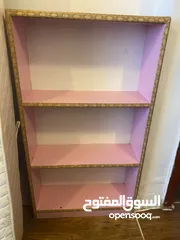  6 Pink color bed with mattress + 2 shelf