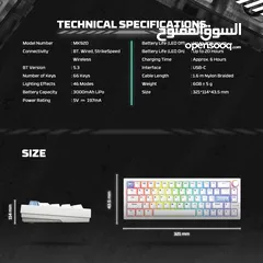  4 FANTECH MK920 MAXFIT6 Wireless Mechanical Gaming Keyboard - White (ARGB TRI-MODE CONNECTION) كيبورد