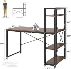  4 مكتب بتصميم عصري و بسيط من ايباما مع 4 رفوف يستخدم كطاولة للدراسة او العمل او اللعب مع رفوف للتخزين