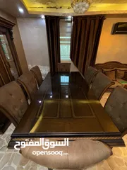  6 طاولة سفرة خشب زان لون بني 8 كراسي