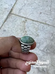  8 فص عقيق عماني اخضر مع خاتم فضه عيار925