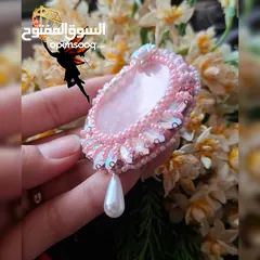  3 دبوس يدوي الصنع بحجر الكوارتز الوردي الطبيعي