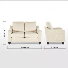  4 Beige Fabric 2 Seater Sofa For Sale