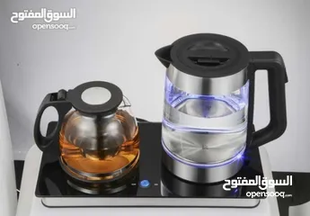 4 غلاية كهربائيه 1500w مكونة من زعاء زجاجي 2 لتر مع إضاءة داخليه تحتوي على نظام حماية