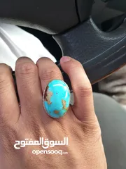  4 خاتم فيروز إيراني نيشابوري خطوط ذهبية طبيعي natural irani nishapuri turquoise feroza