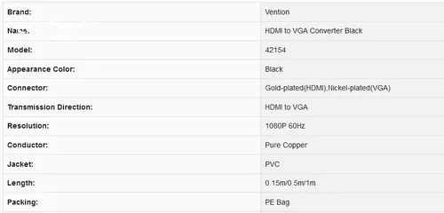  2 تحويلة Vention HDMI To VGA Converter