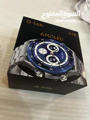  1 ساعة G-tab GT8 سمارت AMOLED لون أسود مع كستك معدن، عرض مميز ونظافة شبه جديدة بسعر ممتاز