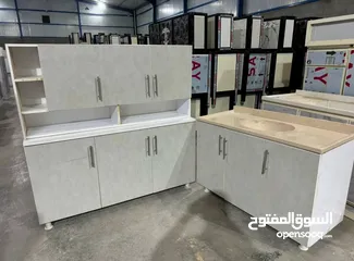  10 كاونتر MDF تركي ارضي وملحق مع سنك مرمر متر ونص