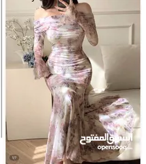  1 فستان سهرة نمرة لارج، نوعه لايكرا مريح جداً  لاطلالة مميزة
