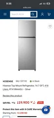  2 Hisesnse 418 liter refrigerator