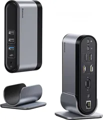  14 دوكسيشن ثندربولت تايب سي USB C Docking Station Dual Monitor, Baseus 14-in-1 Laptop Docking Station w