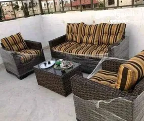  10 طقم راتان 5 مقاعد 125د + طاولة وسط .. شامل التوصيل داخل عمان  يتوفر اطقم راتان سباعي مراجيح ثلاثية 1